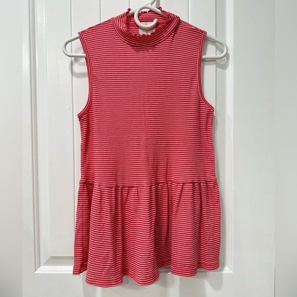 Anthropologie T. La Striped Red Crewneck Sleeveless Top - Picture 1 of 4